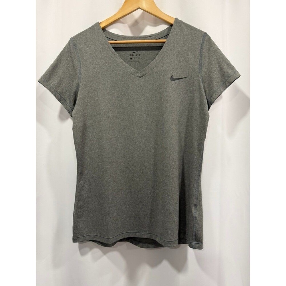 Nike Dri-FIT Womens XL Gray Heather V-Neck Fitted Training Shirt